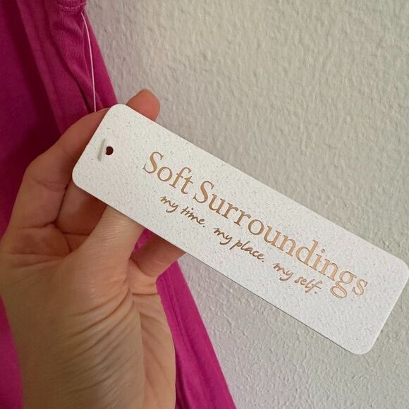 Soft Surroundings NWT Santiago Fuchsia Sleeveless Maxi Dress Pockets Petite L - Picture 8 of 12